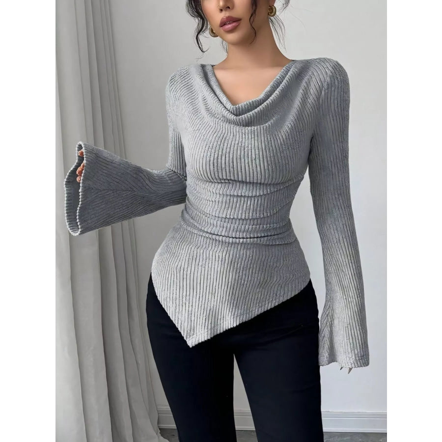 Cowl Neck Flare Sleeve Top Apparel and Accessories