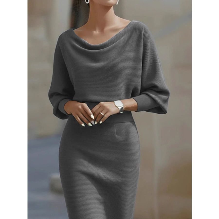 Cowl Neck Knit Bodycon Dress Apparel and Accessories