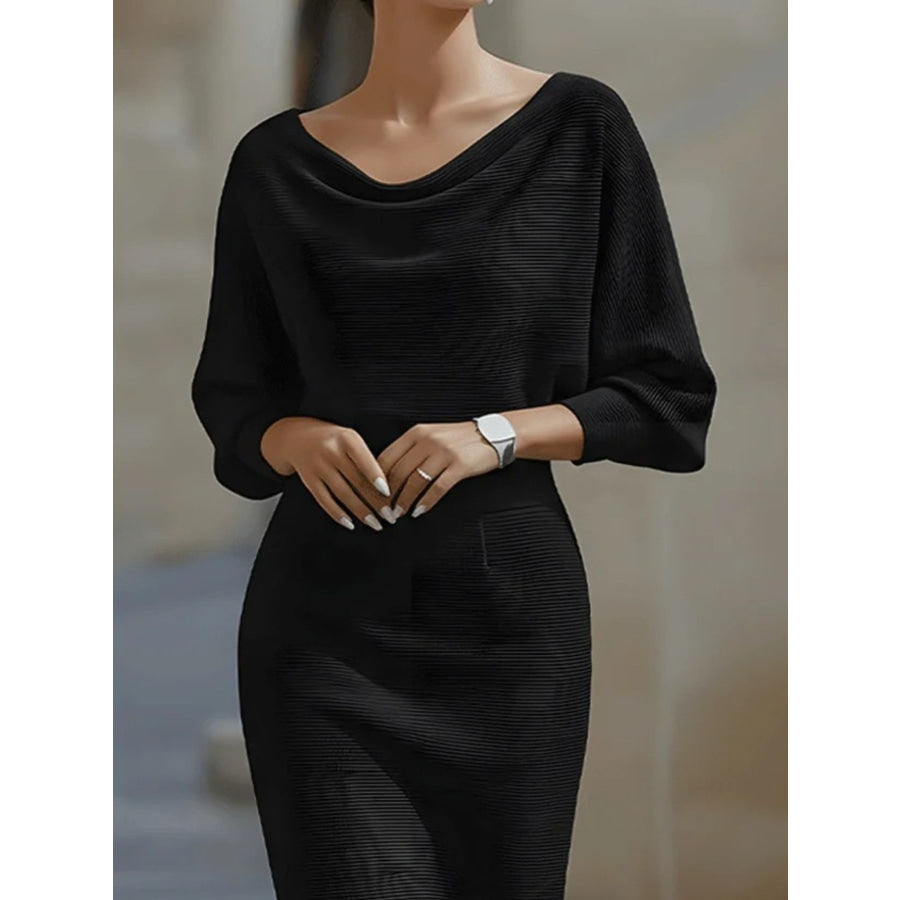 Cowl Neck Knit Bodycon Dress Apparel and Accessories