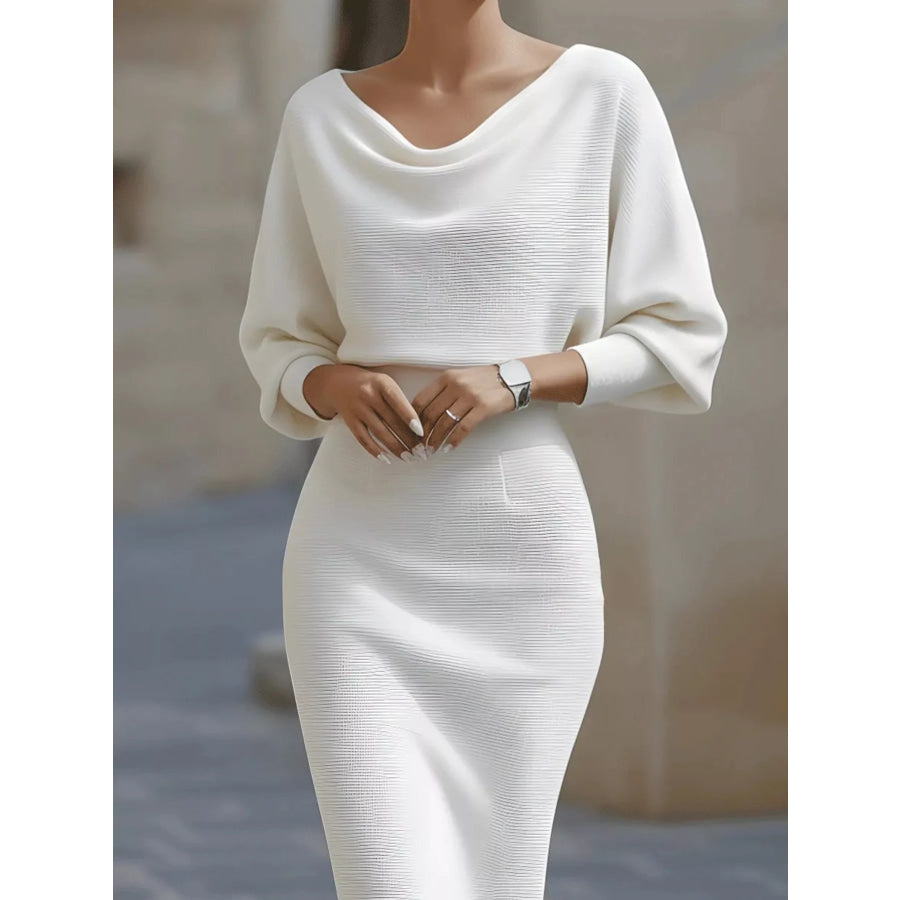 Cowl Neck Knit Bodycon Dress Apparel and Accessories
