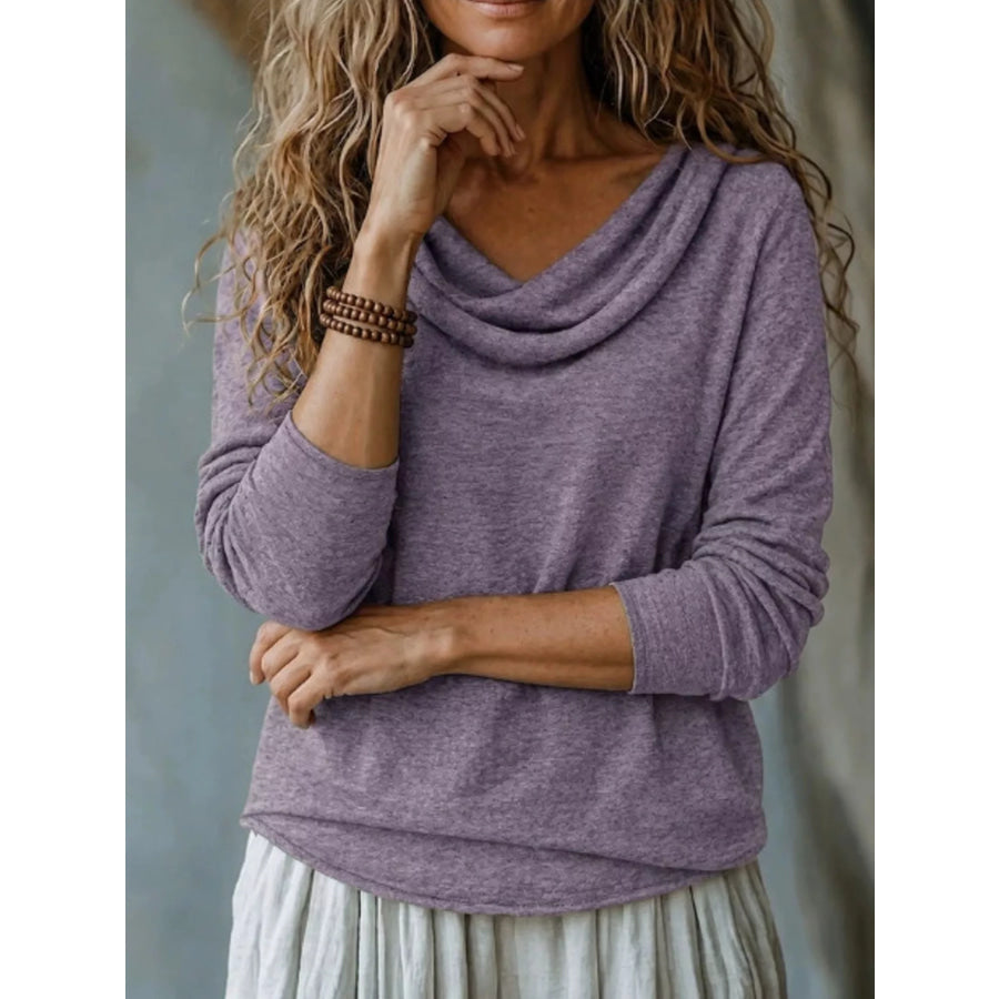 Cowl Neck Long Sleeve T-Shirt Apparel and Accessories