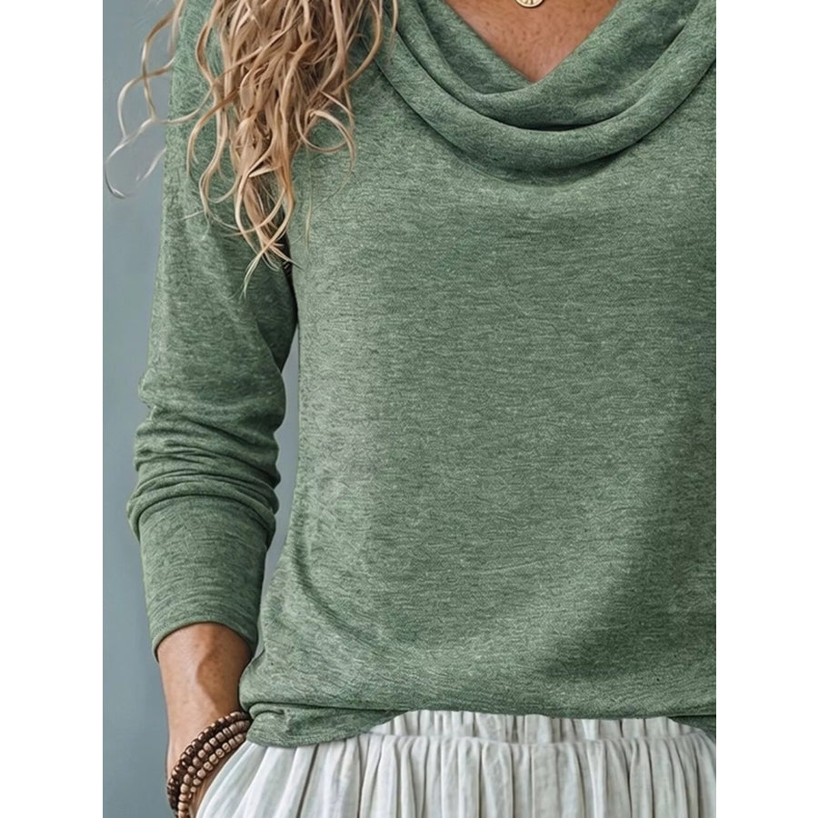 Cowl Neck Long Sleeve T-Shirt Apparel and Accessories