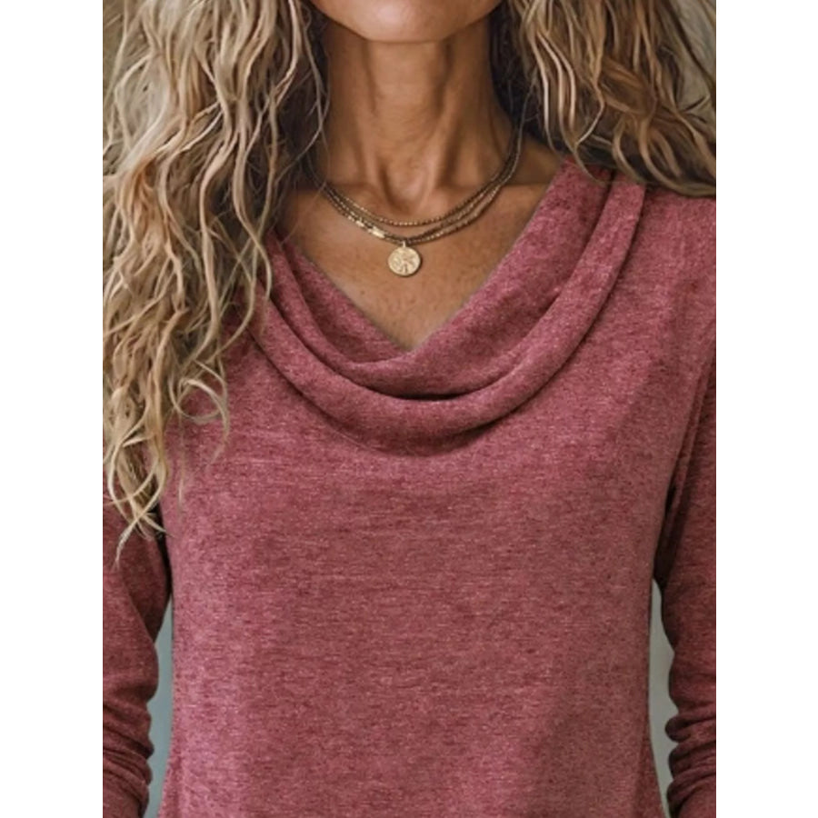 Cowl Neck Long Sleeve T-Shirt Apparel and Accessories