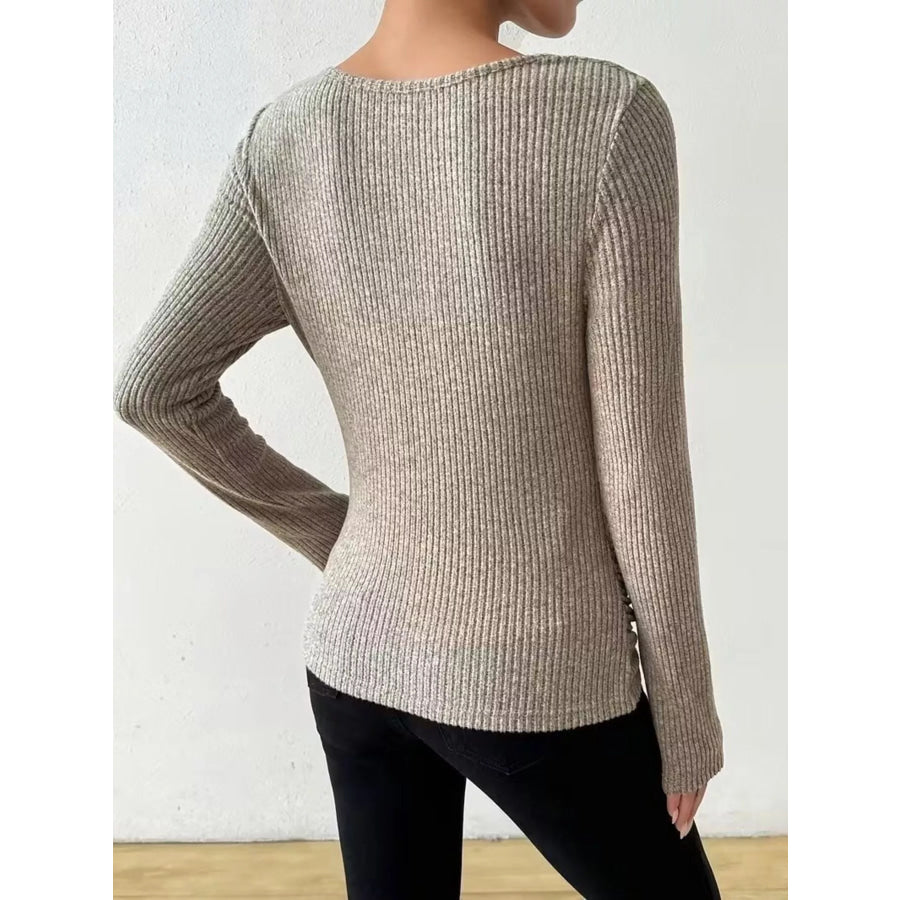 Cowl Neck Ribbed Knit Top Apparel and Accessories