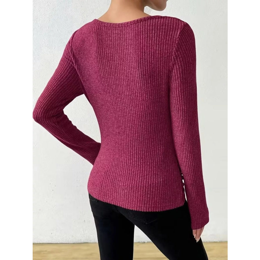 Cowl Neck Ribbed Knit Top Apparel and Accessories