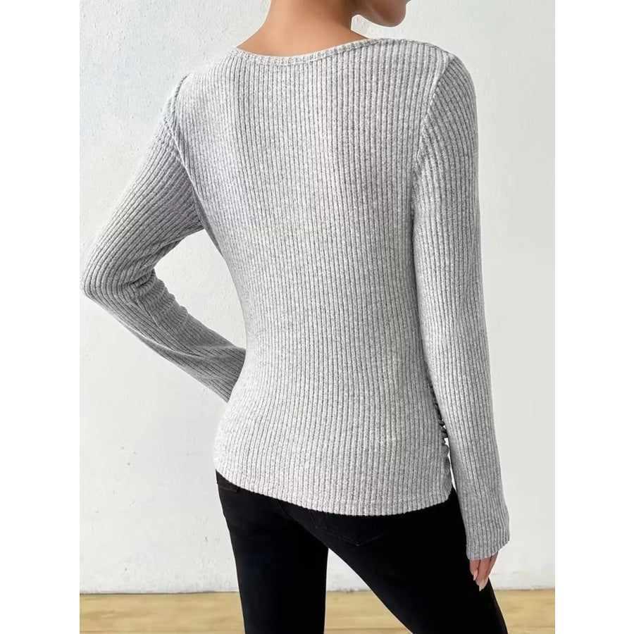 Cowl Neck Ribbed Knit Top Apparel and Accessories