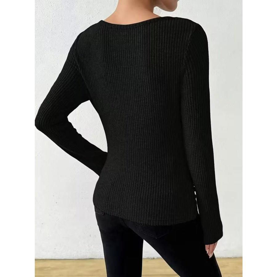 Cowl Neck Ribbed Knit Top Apparel and Accessories