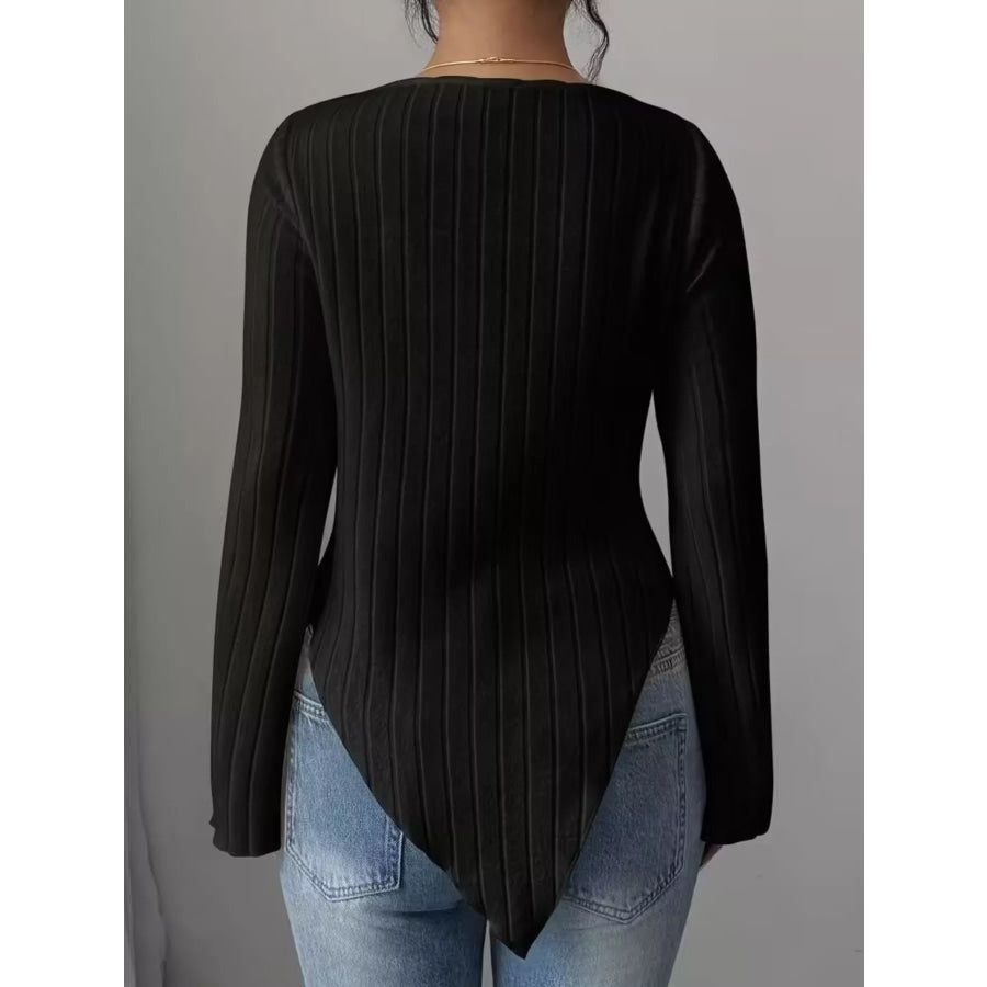 Cowl Neck Ribbed Knit Top Apparel and Accessories