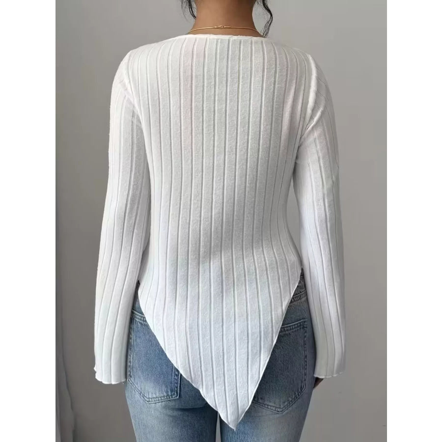 Cowl Neck Ribbed Knit Top Apparel and Accessories