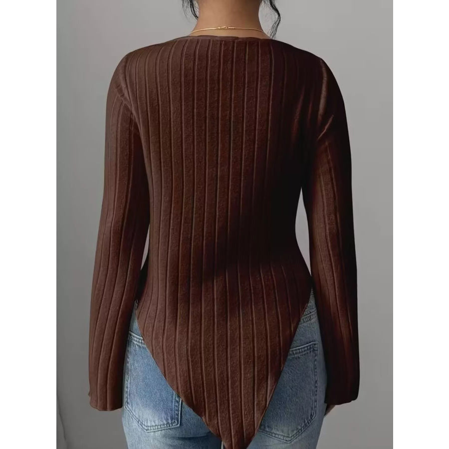 Cowl Neck Ribbed Knit Top Apparel and Accessories