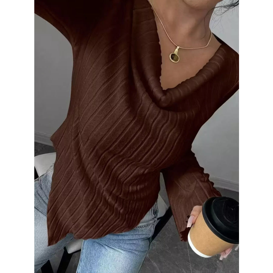 Cowl Neck Ribbed Knit Top Apparel and Accessories