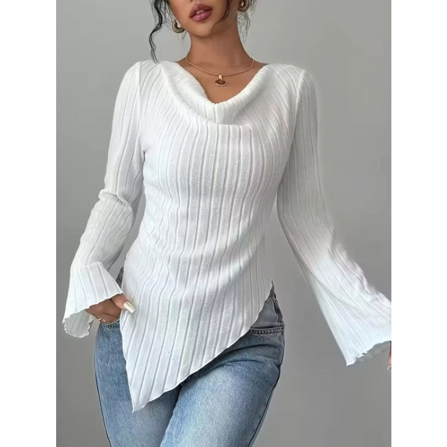 Cowl Neck Ribbed Knit Top Apparel and Accessories