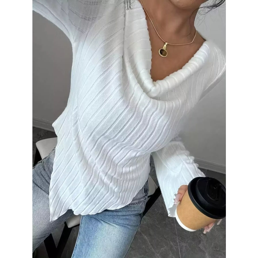 Cowl Neck Ribbed Knit Top Apparel and Accessories