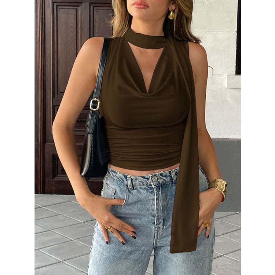 Cowl Neck Ruched Cami Apparel and Accessories