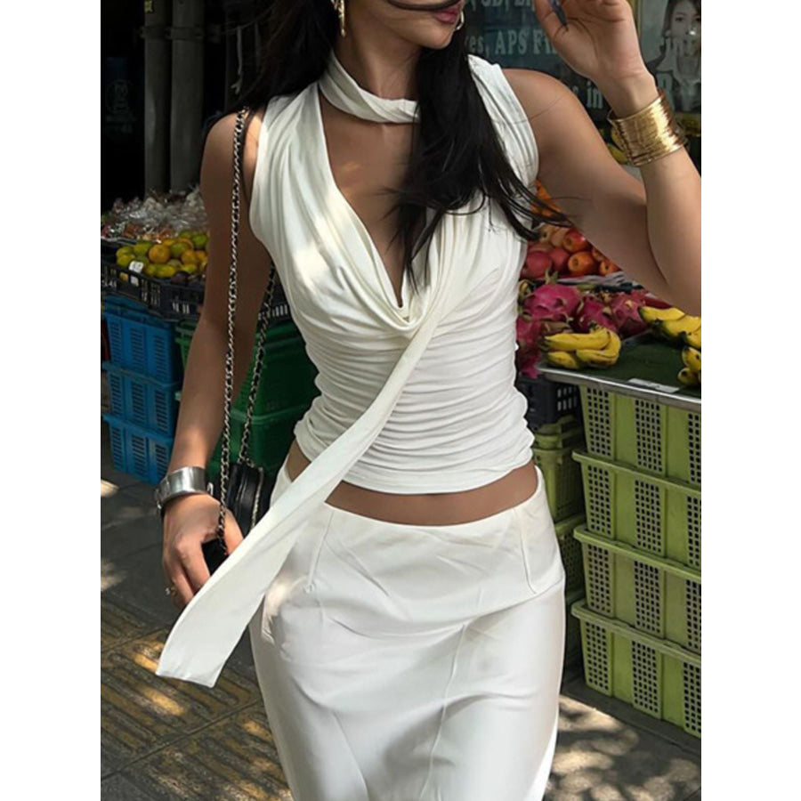 Cowl Neck Ruched Cami Apparel and Accessories