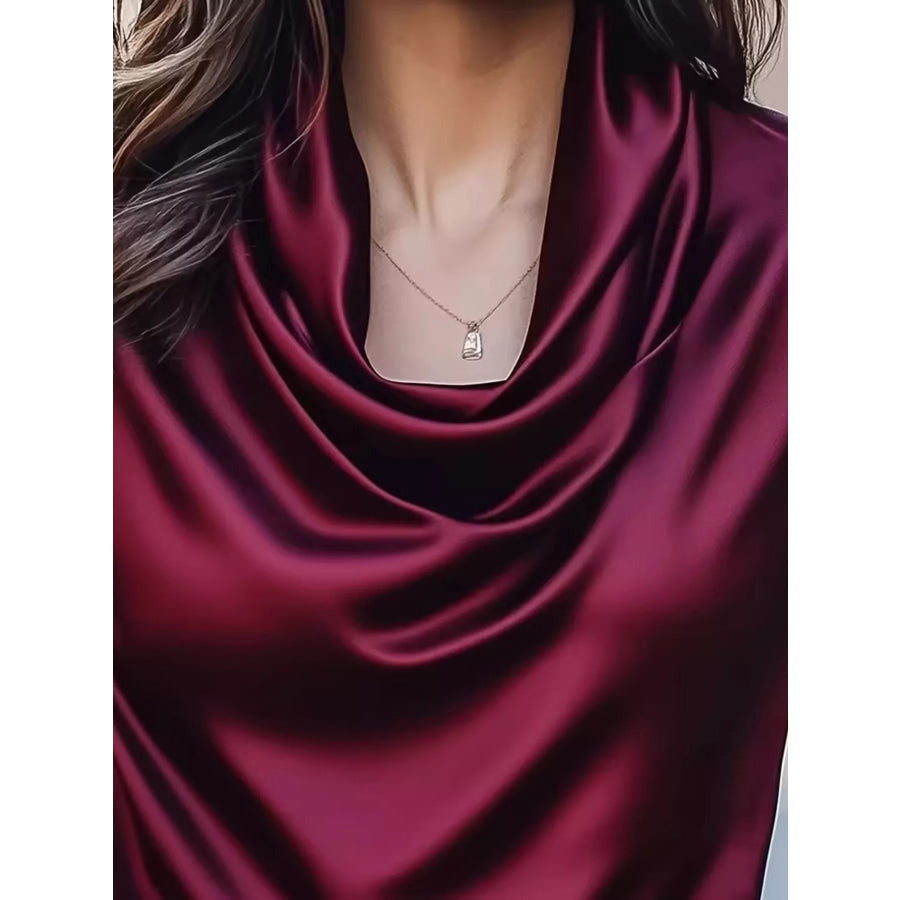 Cowl Neck Satin Blouse Apparel and Accessories