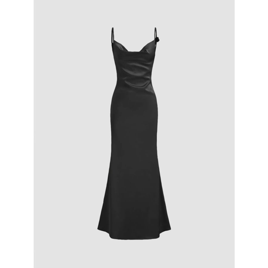 Cowl Neck Satin Maxi Dress Apparel and Accessories