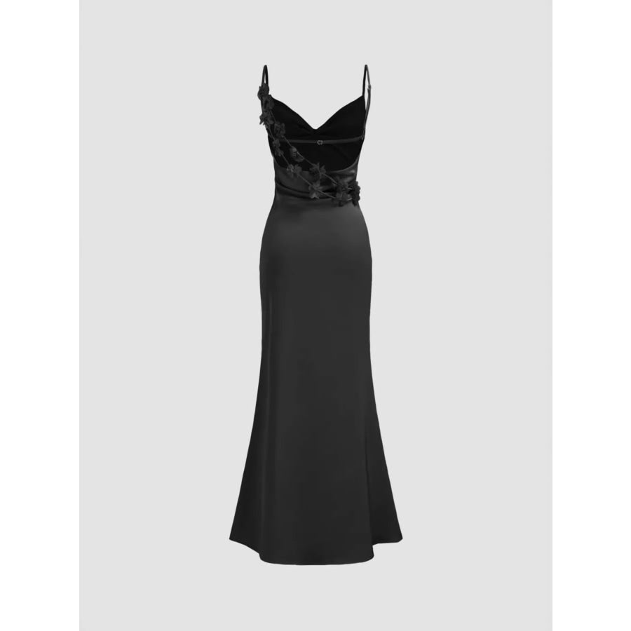 Cowl Neck Satin Maxi Dress Apparel and Accessories