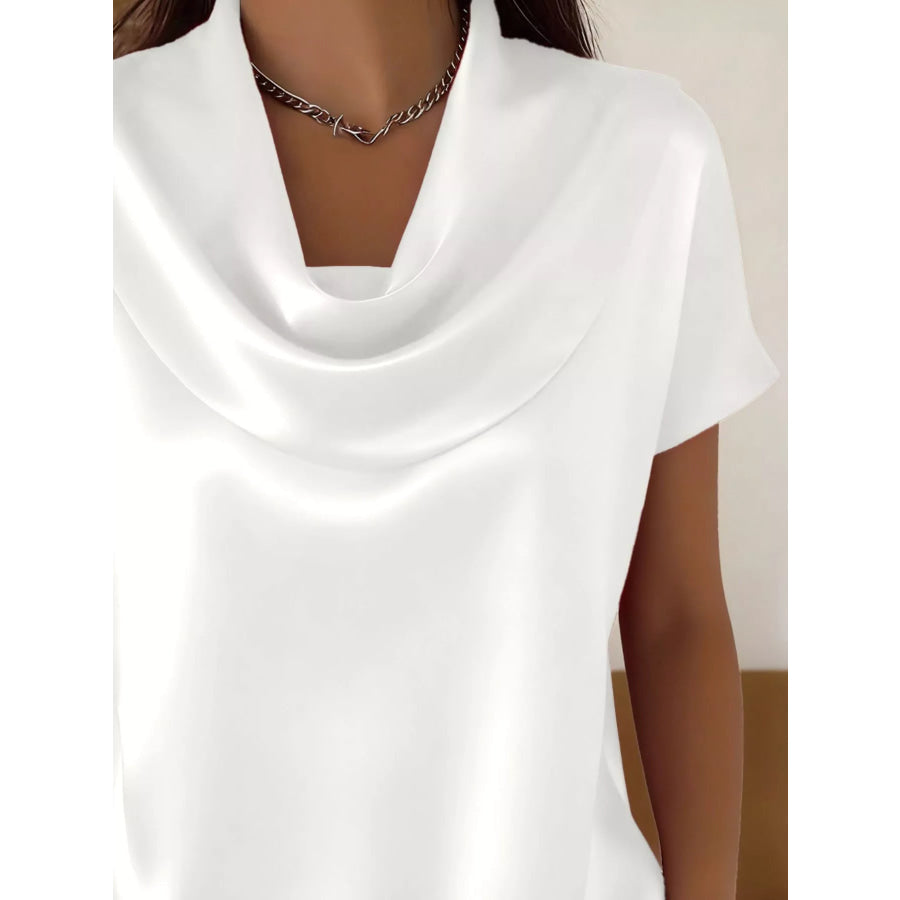 Cowl Neck Short Sleeve Blouse Apparel and Accessories