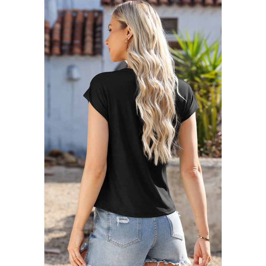 Cowl Neck Short Sleeve T - Shirt Apparel and Accessories