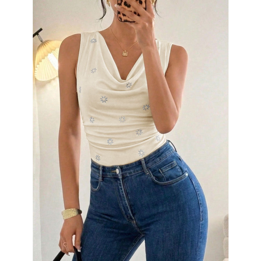 Cowl Neck Sleeveless Bodysuit Apparel and Accessories