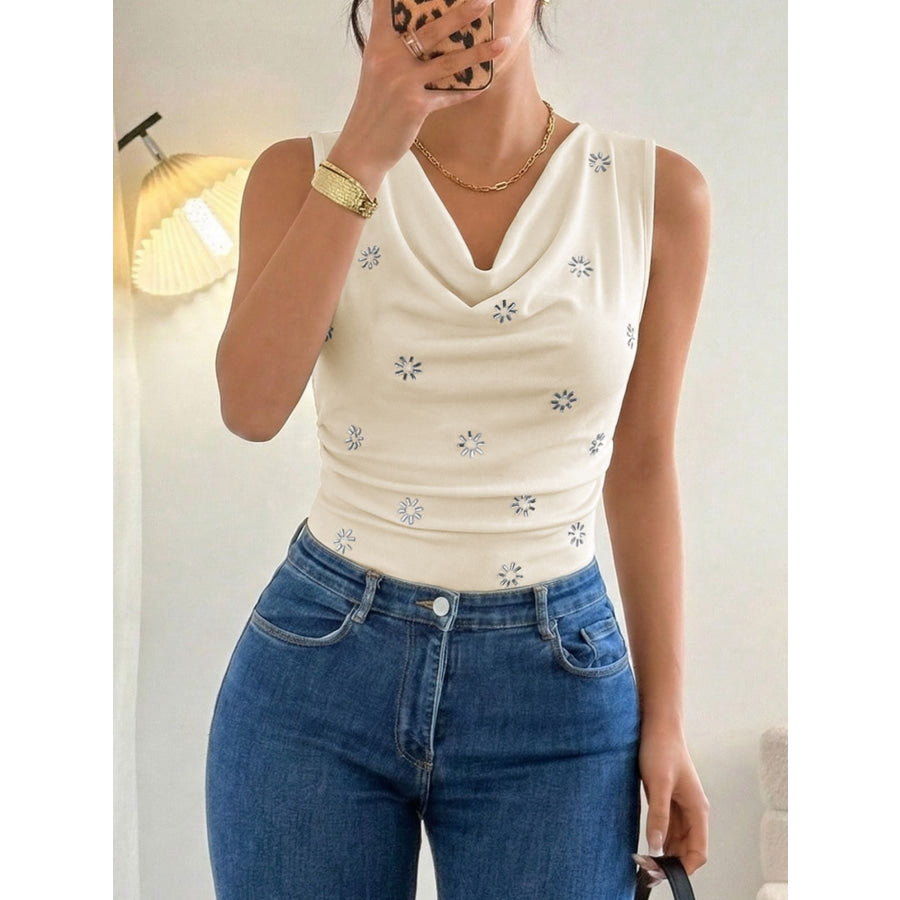 Cowl Neck Sleeveless Bodysuit Apricot / S Apparel and Accessories
