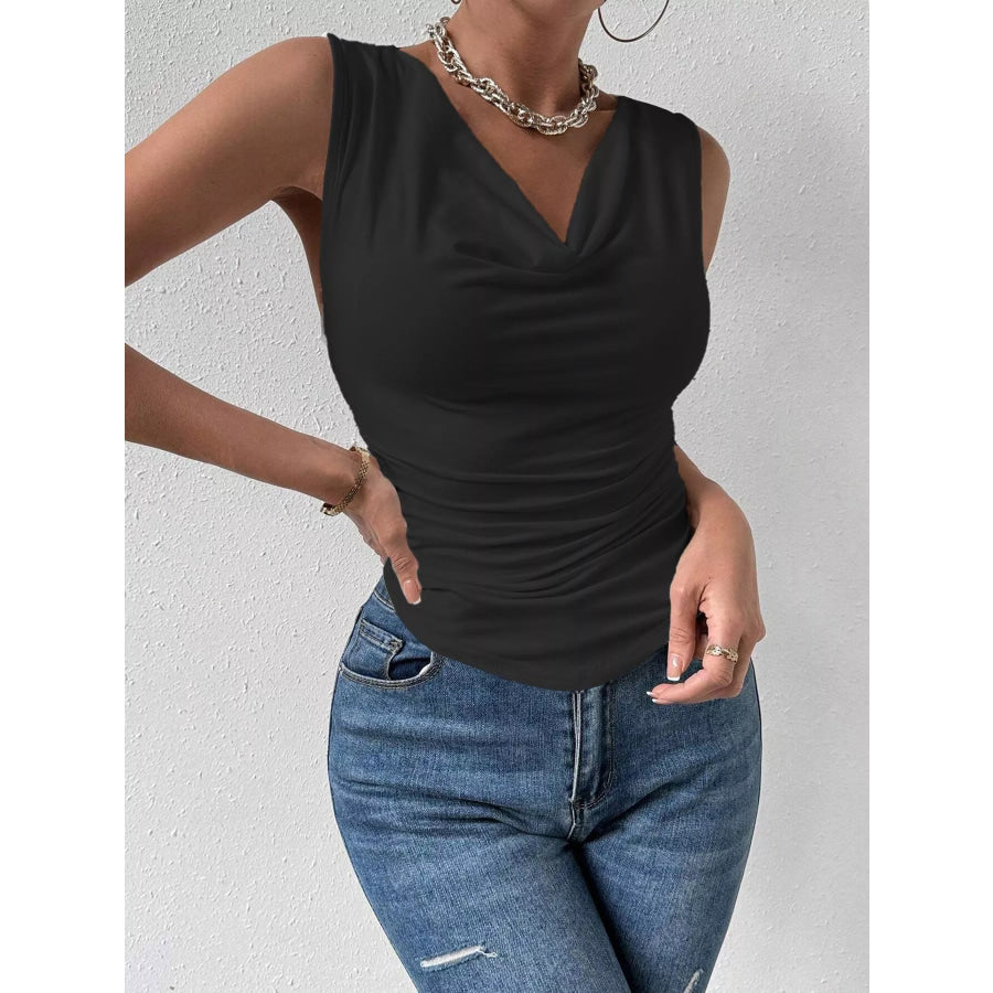 Cowl Neck Tank Black / S Apparel and Accessories