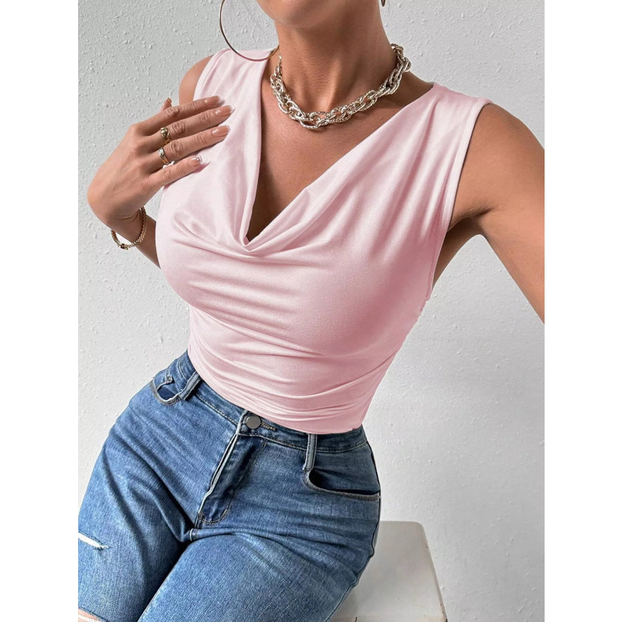Cowl Neck Tank Pink / S Apparel and Accessories