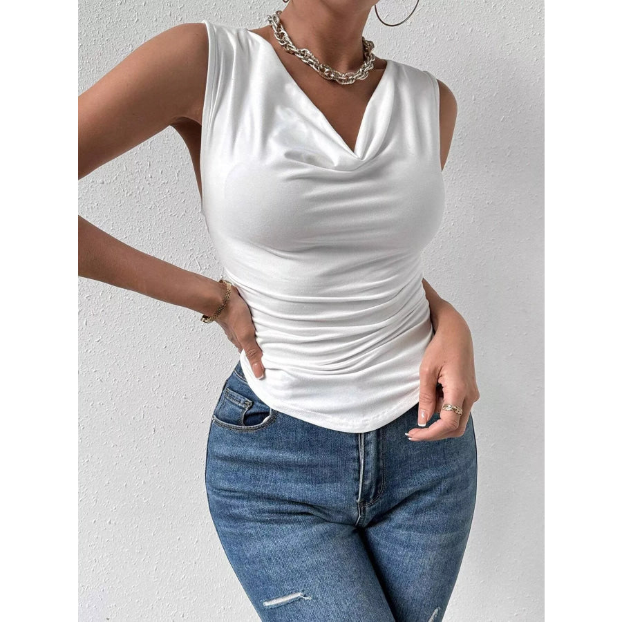 Cowl Neck Tank White / S Apparel and Accessories