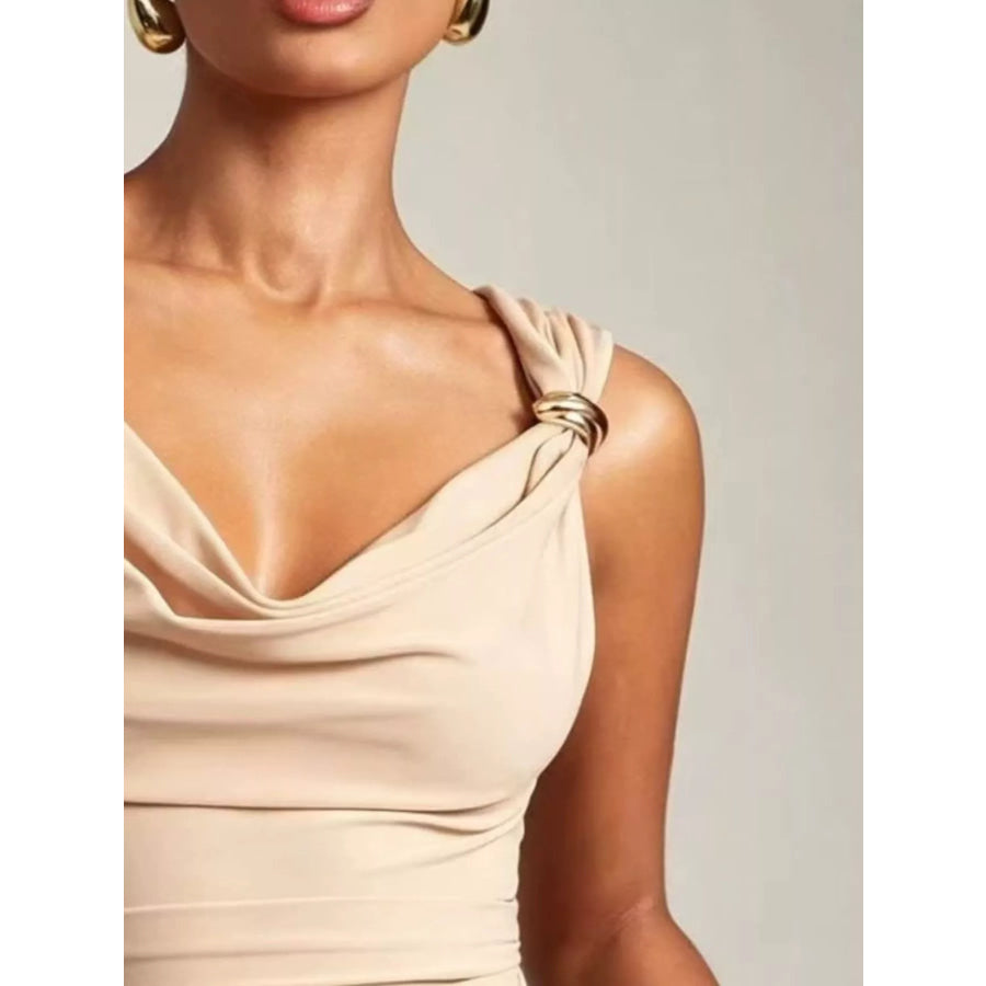Cowl Neck Tank with Metal Ring Accents Apparel and Accessories