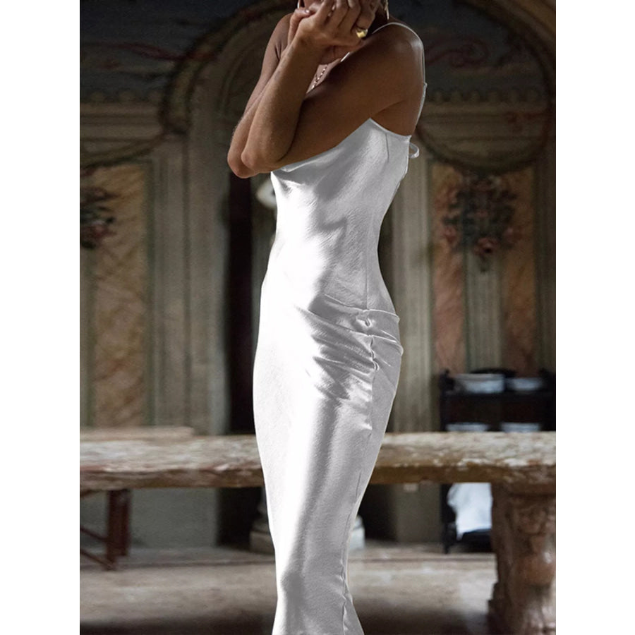 Cowl Neck Tied Back Midi Dress Apparel and Accessories