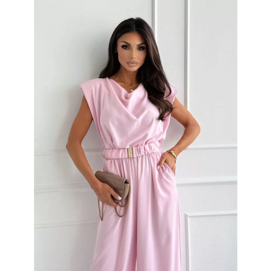 Cowl Neck Wide-Leg Jumpsuit Apparel and Accessories