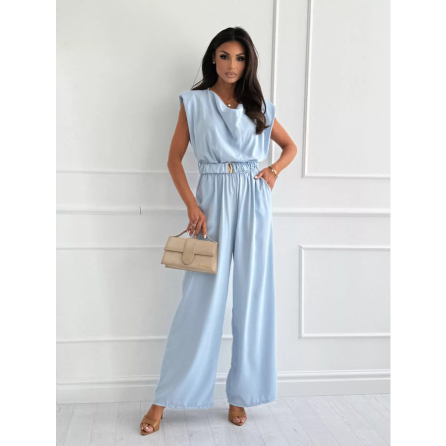 Cowl Neck Wide-Leg Jumpsuit Apparel and Accessories