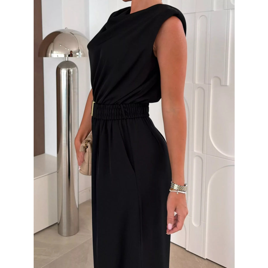 Cowl Neck Wide-Leg Jumpsuit Apparel and Accessories
