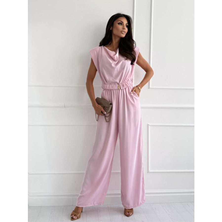 Cowl Neck Wide-Leg Jumpsuit Apparel and Accessories