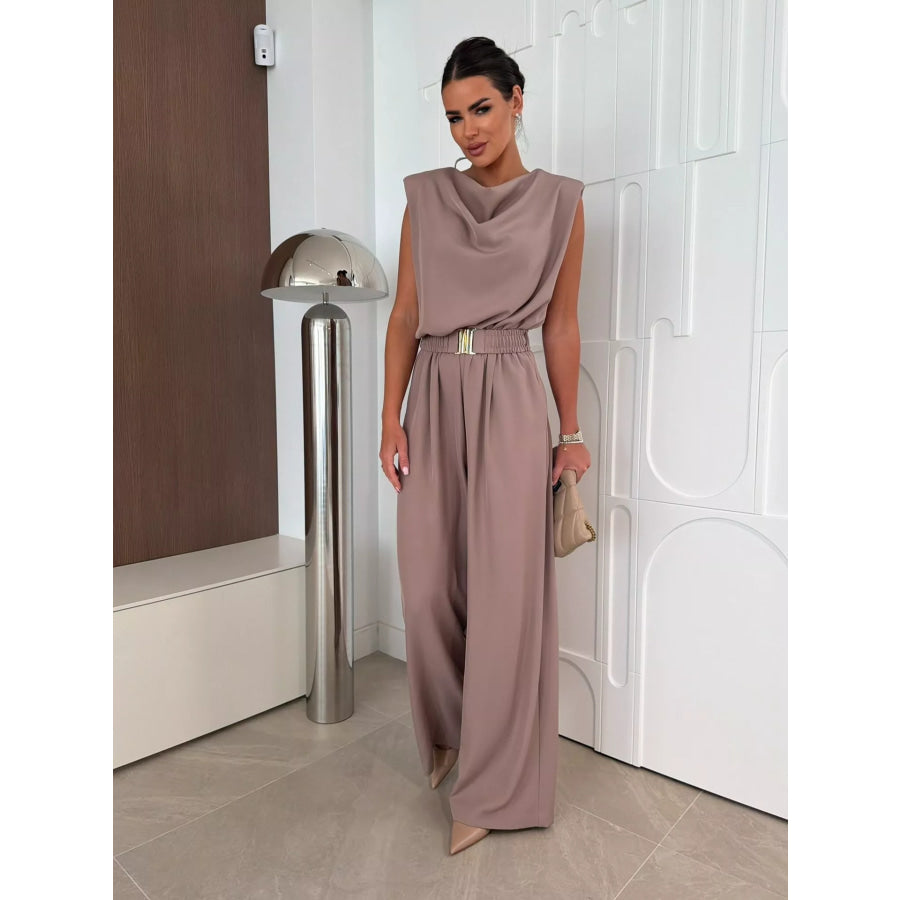 Cowl Neck Wide-Leg Jumpsuit Apparel and Accessories