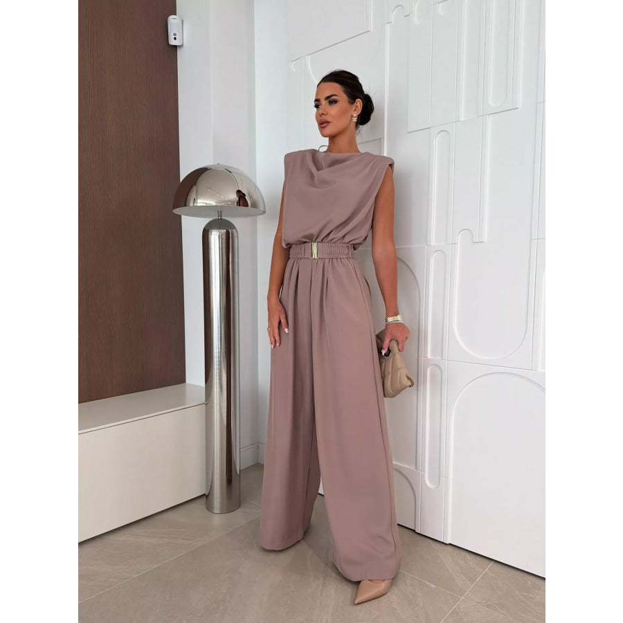 Cowl Neck Wide-Leg Jumpsuit Apparel and Accessories