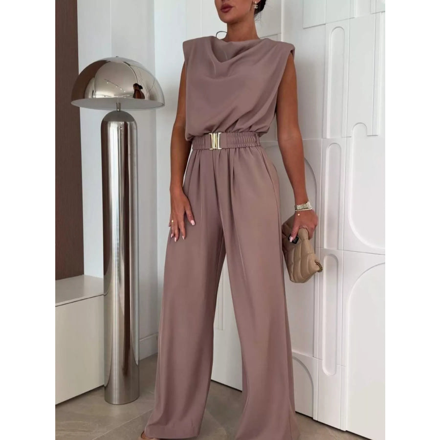 Cowl Neck Wide-Leg Jumpsuit Apparel and Accessories