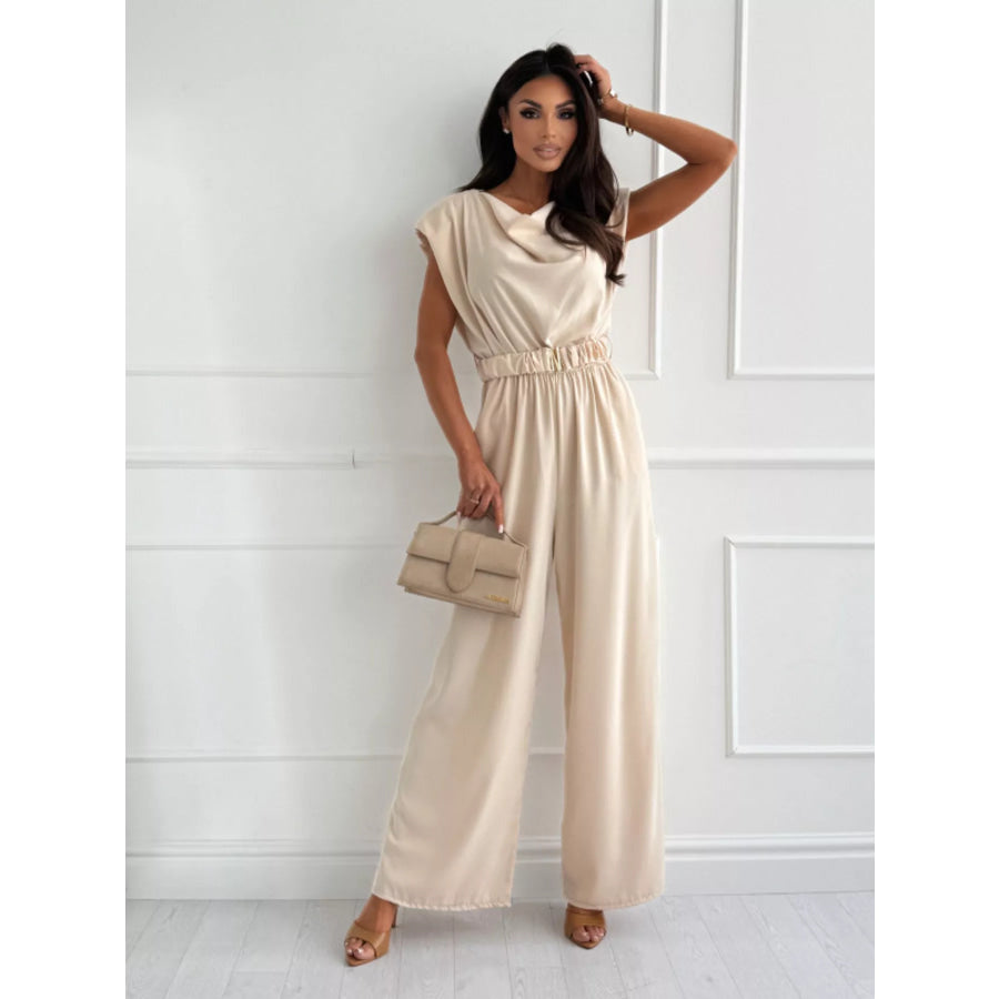 Cowl Neck Wide-Leg Jumpsuit Apparel and Accessories