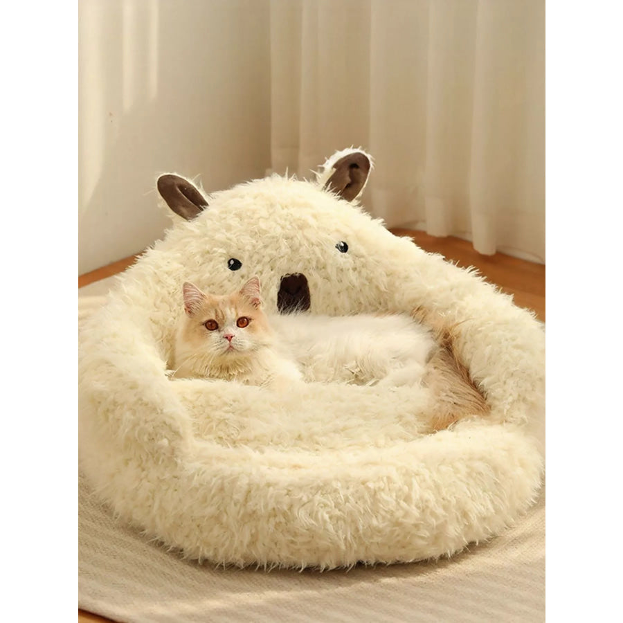 Cozy Bear-Shaped Plush Pet Nest Apparel and Accessories