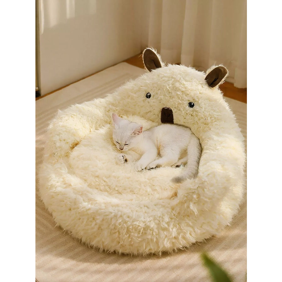 Cozy Bear-Shaped Plush Pet Nest Apparel and Accessories