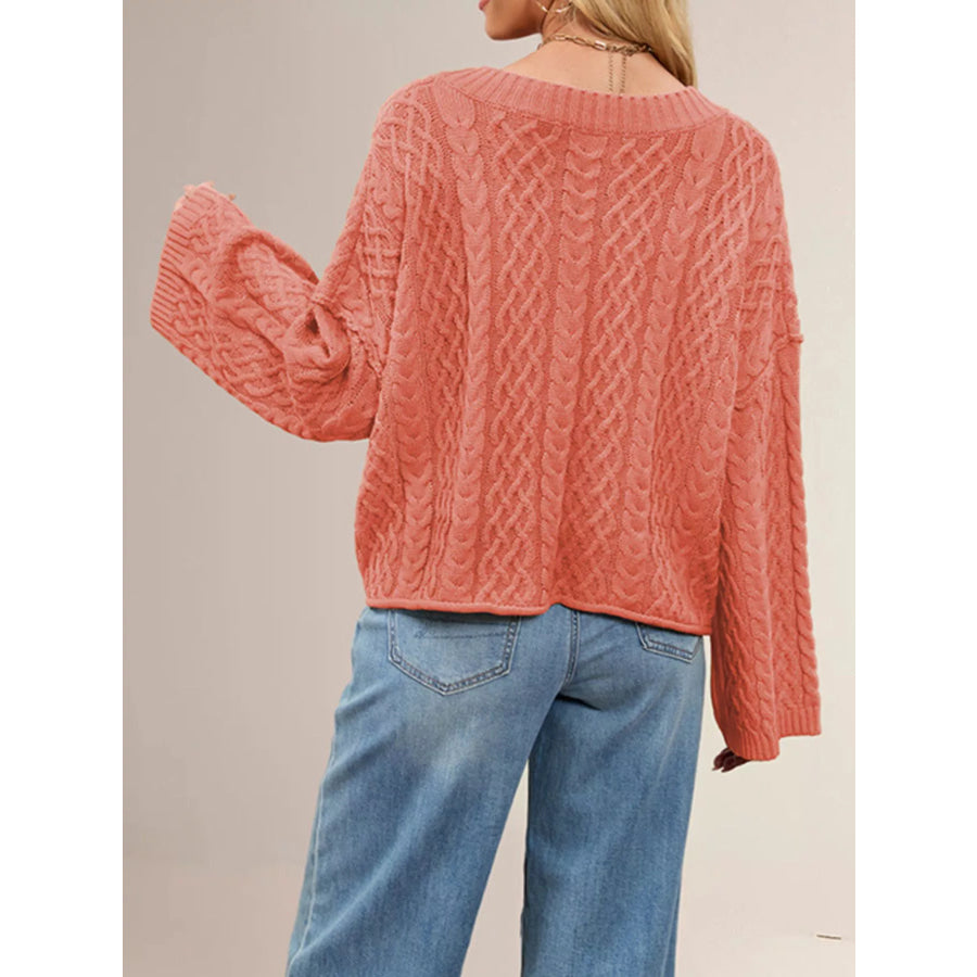 Cozy Cable Knit Cardigan with Pockets Apparel and Accessories