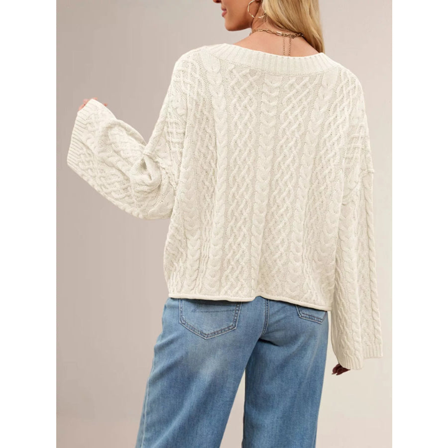 Cozy Cable Knit Cardigan with Pockets Apparel and Accessories