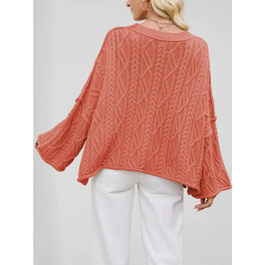Cozy Cable Knit Drop Shoulder Oversize Sweater Apparel and Accessories