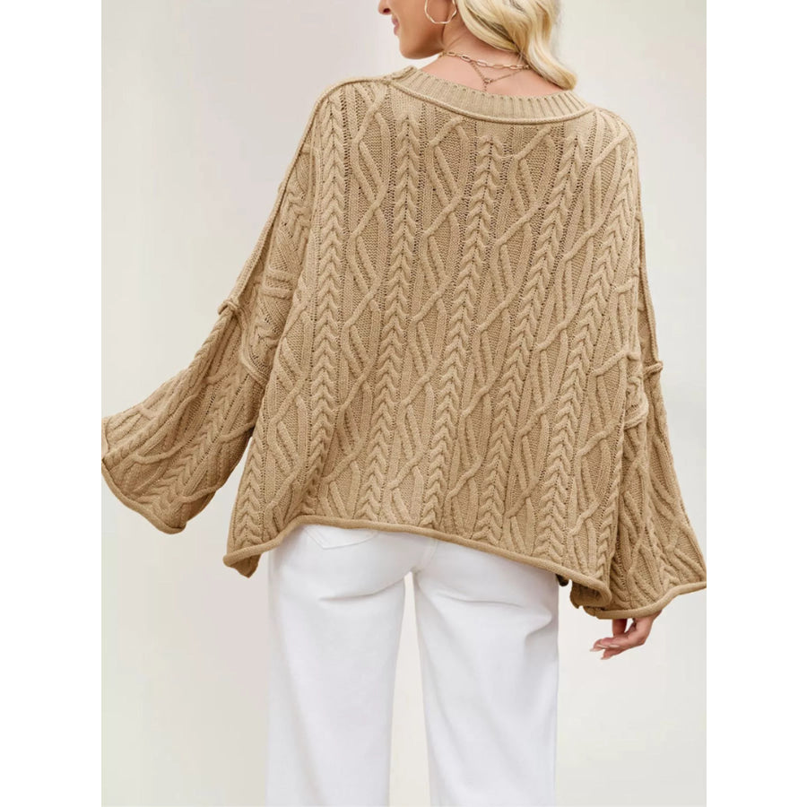 Cozy Cable Knit Drop Shoulder Oversize Sweater Apparel and Accessories