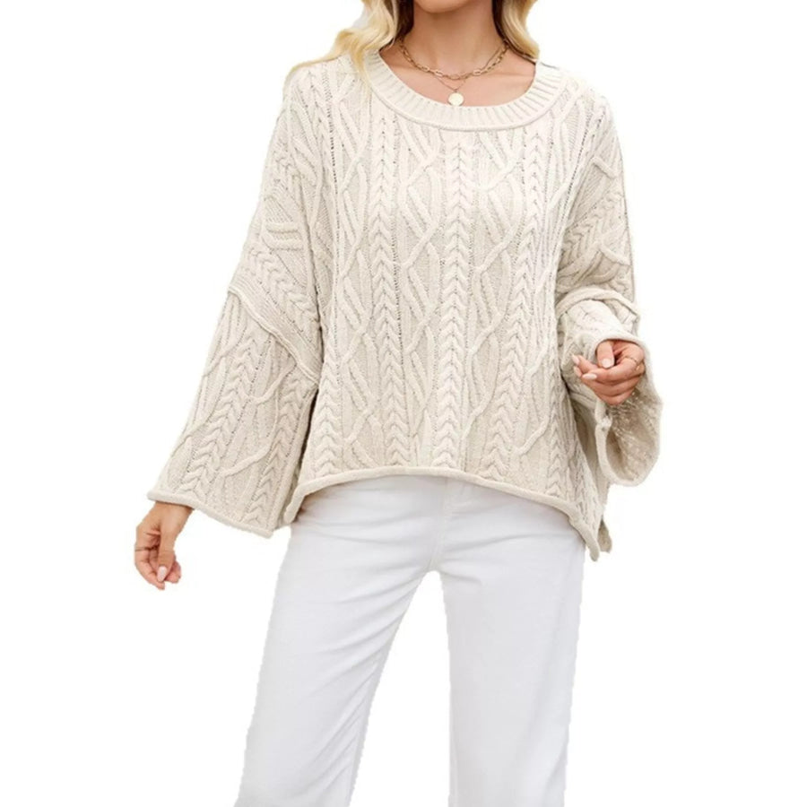 Cozy Cable Knit Drop Shoulder Oversize Sweater Apparel and Accessories