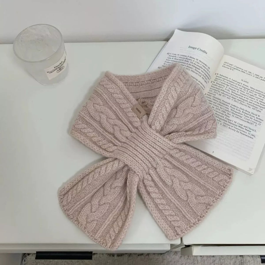Cozy Cable Knit Scarf Beige / One Size Apparel and Accessories