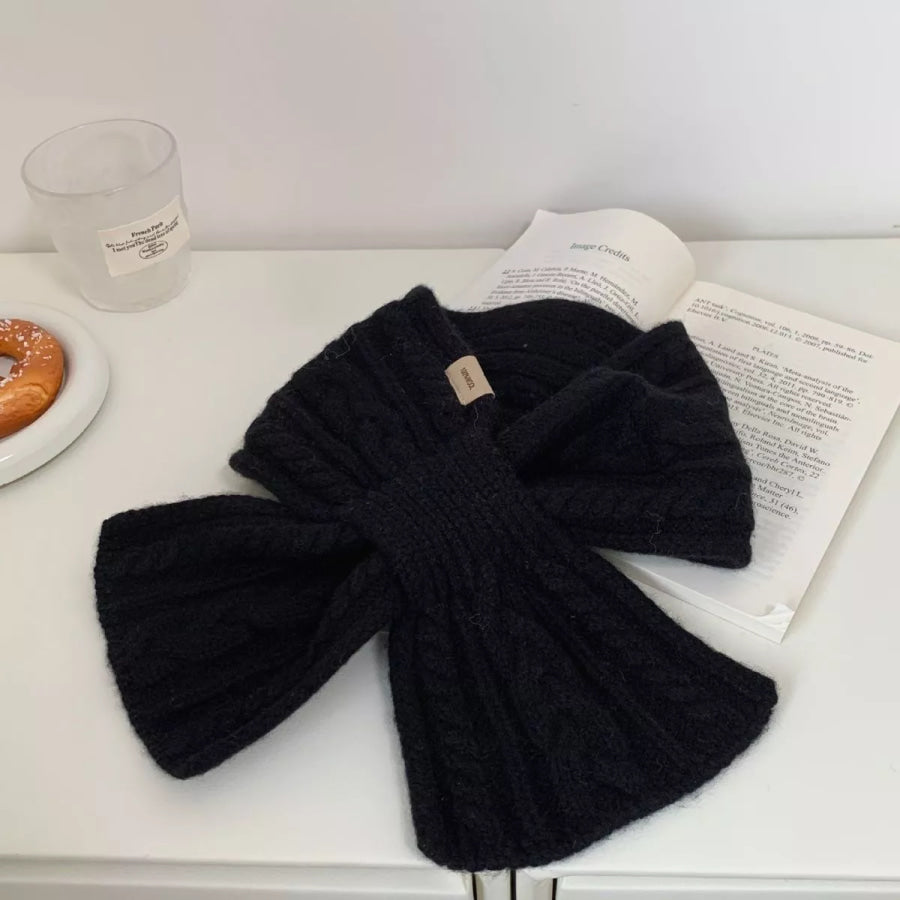 Cozy Cable Knit Scarf Black / One Size Apparel and Accessories