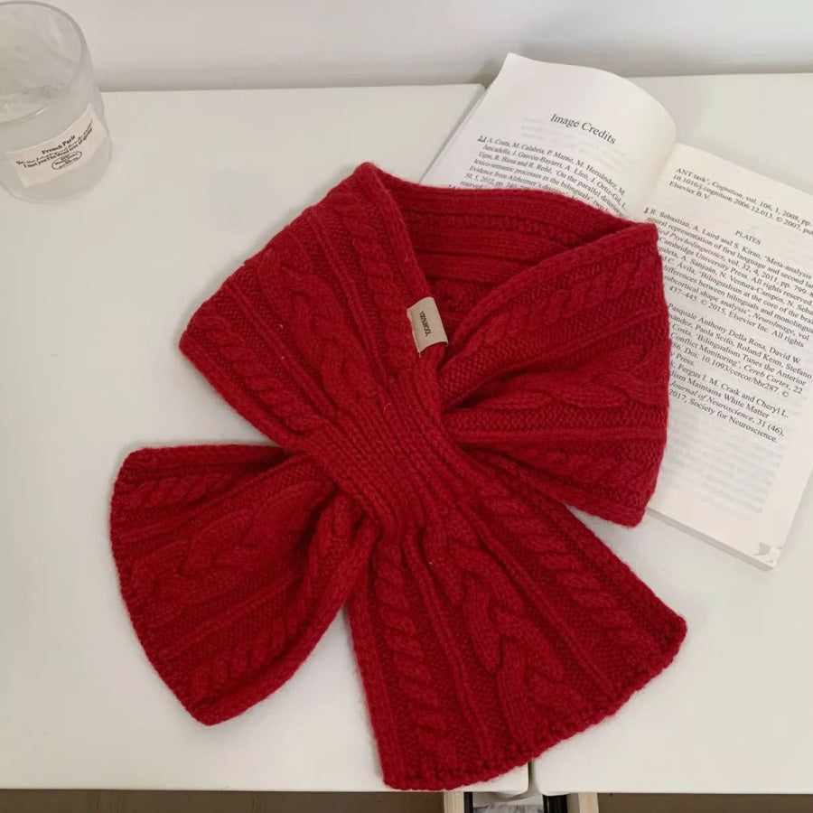Cozy Cable Knit Scarf Red / One Size Apparel and Accessories