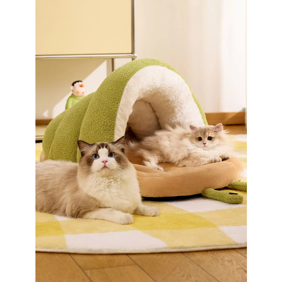 Cozy Caterpillar Shape Pet Nest with Plush Interior Yellow-Green / S Apparel and Accessories